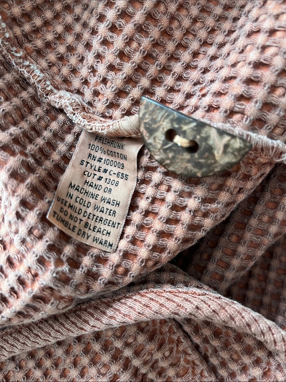 Focus Preshrunk Vintage Waffle Knit Sleeveless Vest Orange Half Moon Buttons SM - Picture 5 of 7